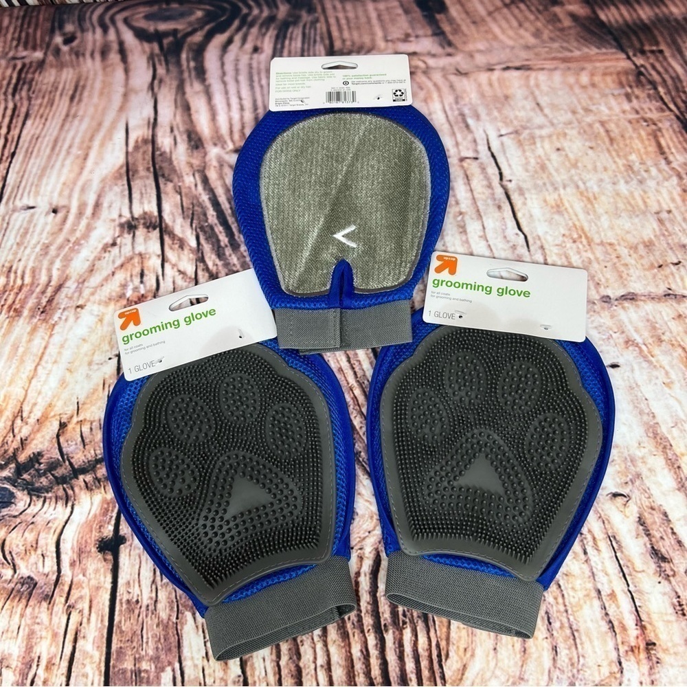 Pet Grooming Glove Brush Deshedding Tool Double Sided NEW Set of 3